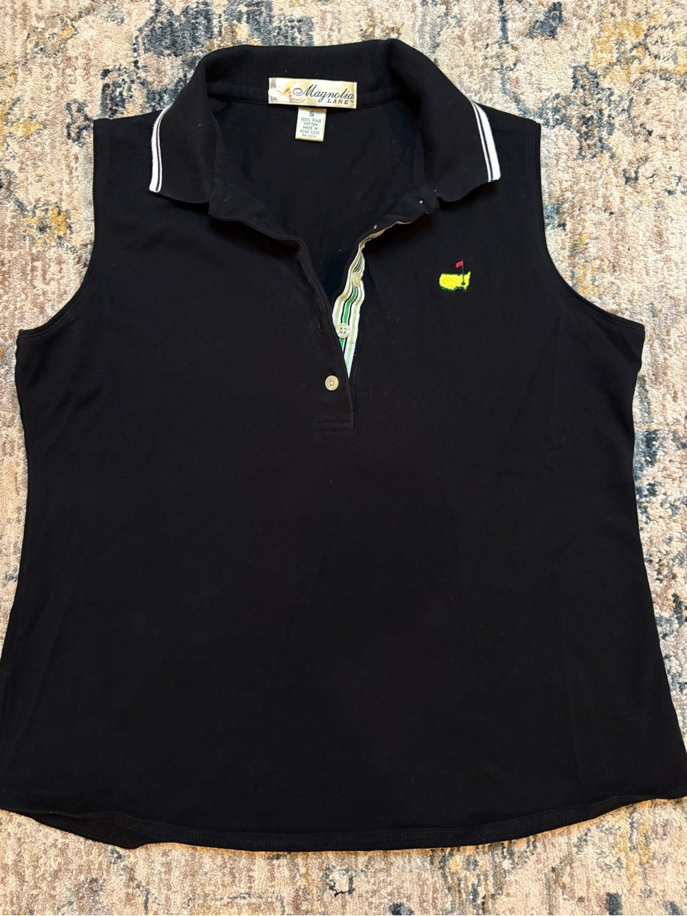Vintage Magnolia Lane Womens Masters Golf Polo Shirt Black Pima Cotton Sz Small